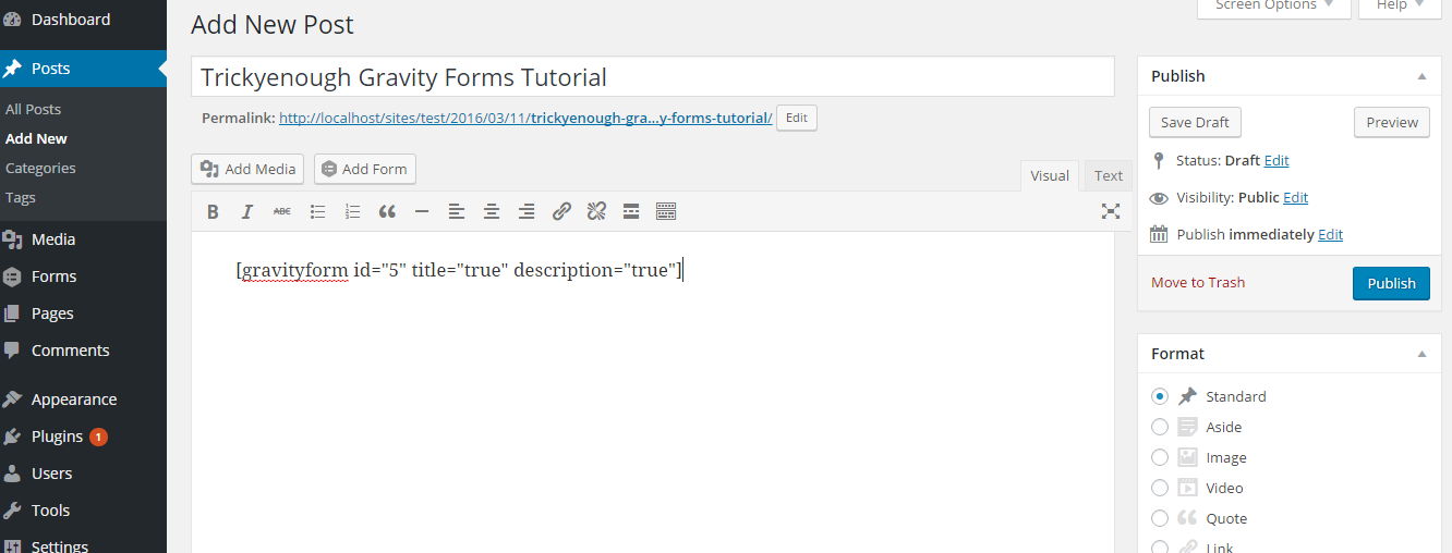 forms shortcode