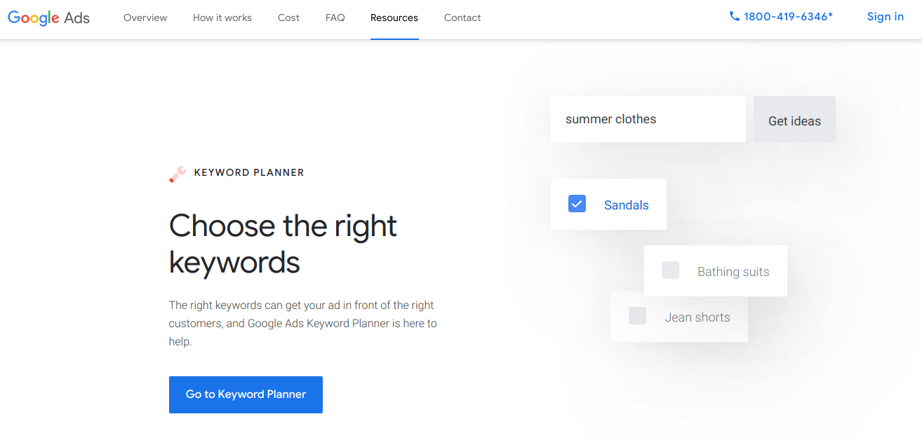 Google Keyword planner