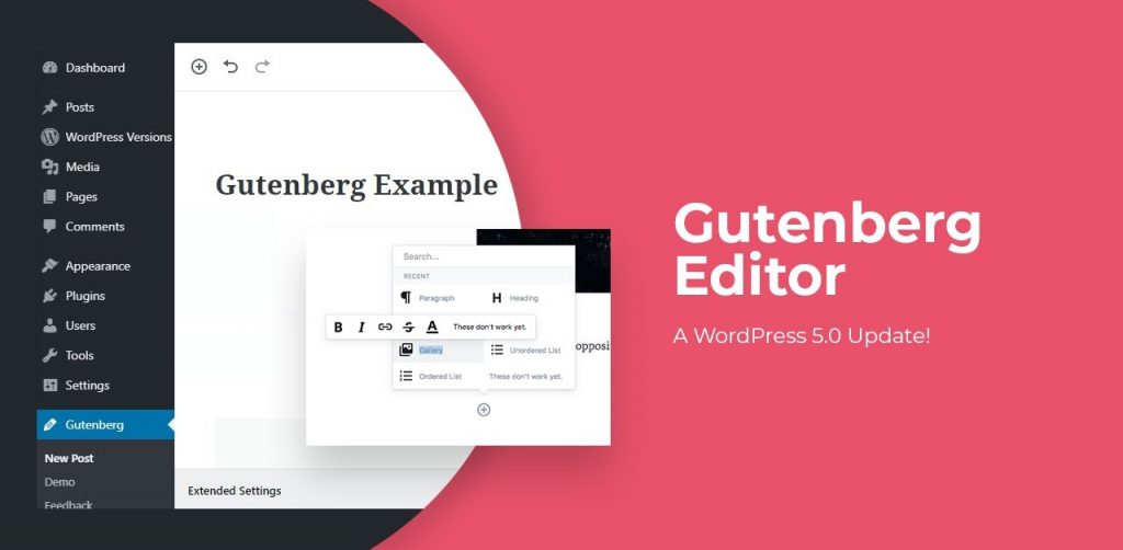 WordPress Gutenberg Editor Differs