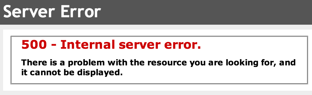 http error 500.0 - internal server error