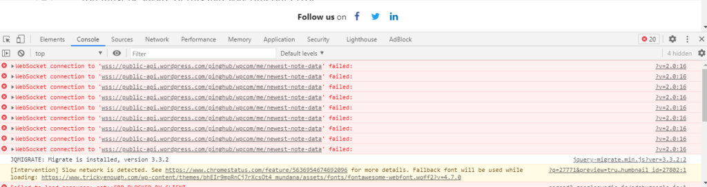 ebserver response by inspecting element