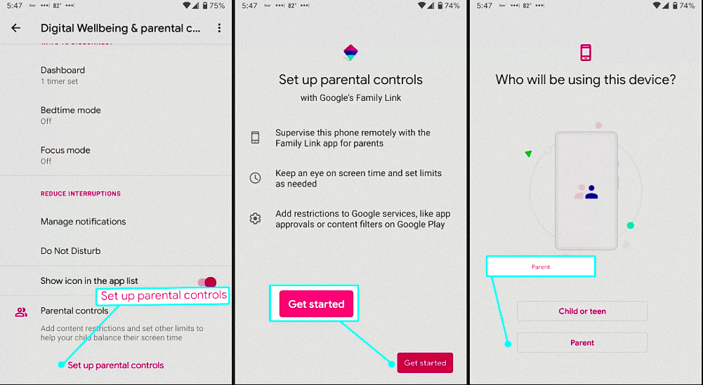 Setting up Parental lock as a parent 