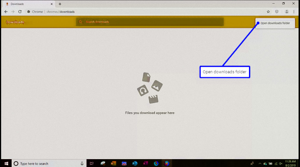 showing how to open downloads folder