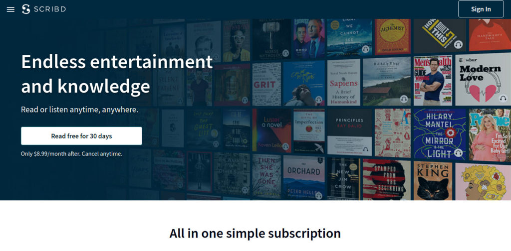 Scribd to download free books