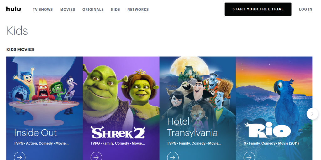 Showing Profile for Kids on Hulu to set up Hulu parental lock 