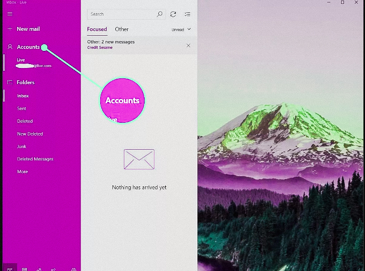Showing Accounts section in Mailbox