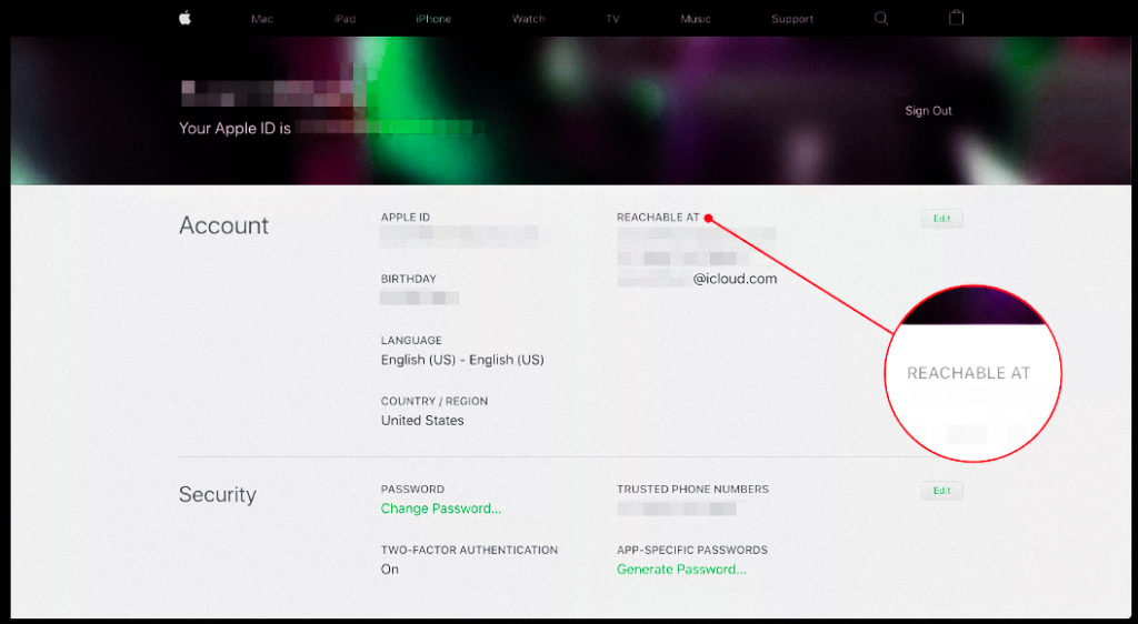 Pointing at the Reachable Section of iCloud devices