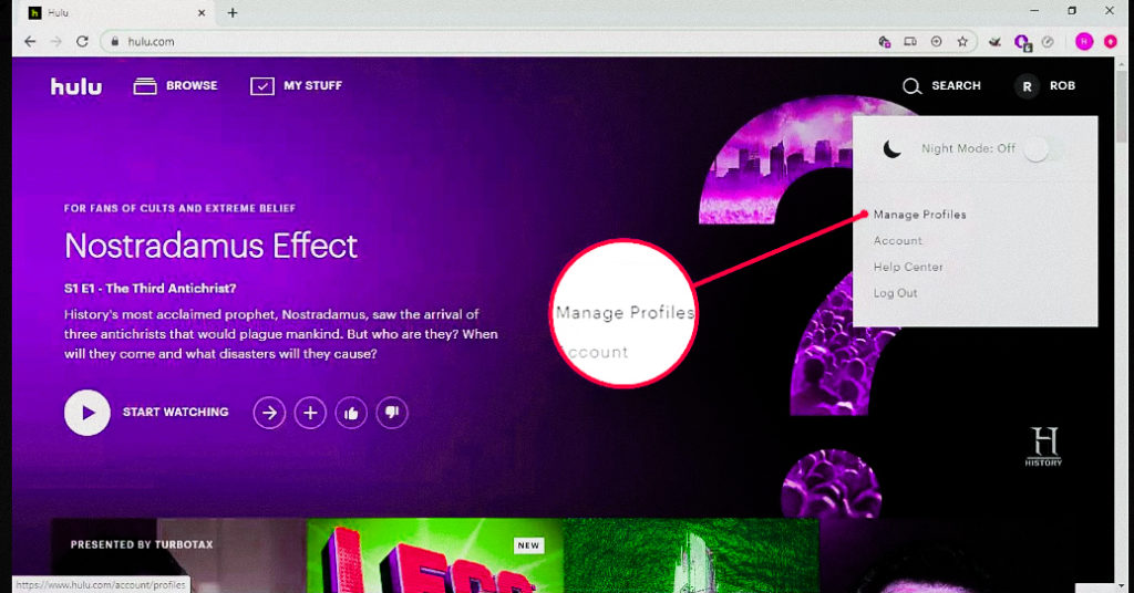Managing Profiles on Hulu with Parental lock