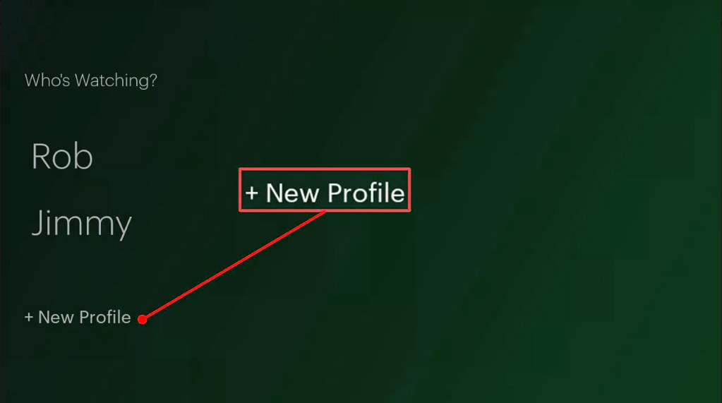Showing the New Profile option on Hulu 