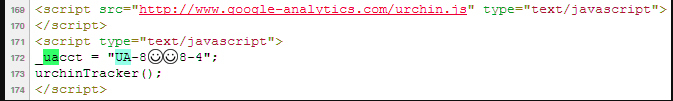highlighting letter UA tag to view source code of a website