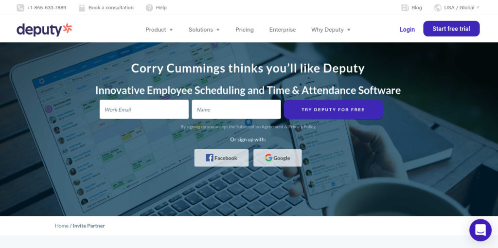 Deputy software sign up page best employee scheduling software used to manage attendance and time.