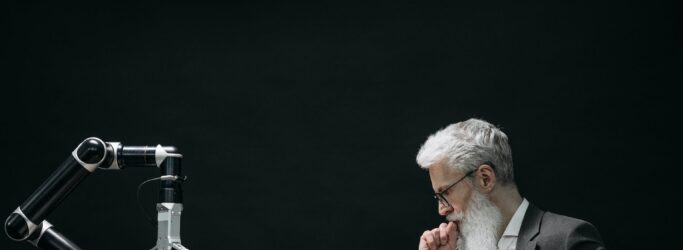 elderly man thinking while looking at a chessboard