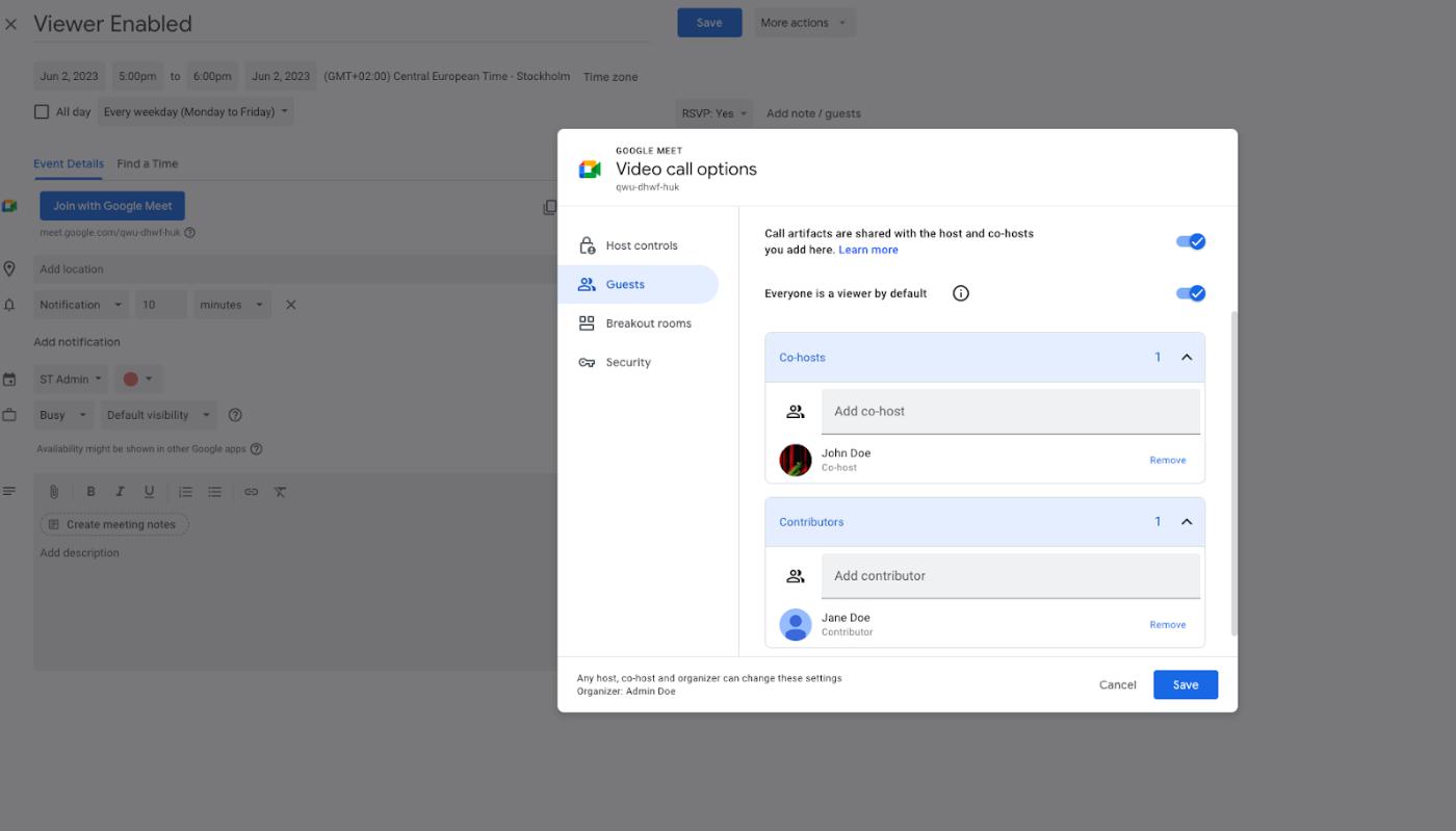 google meet viewer mode