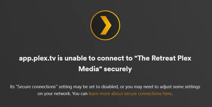 plex tv not connecting to server
