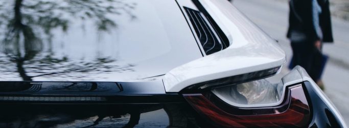 white and black car parked