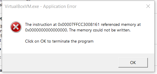 memory could not be written